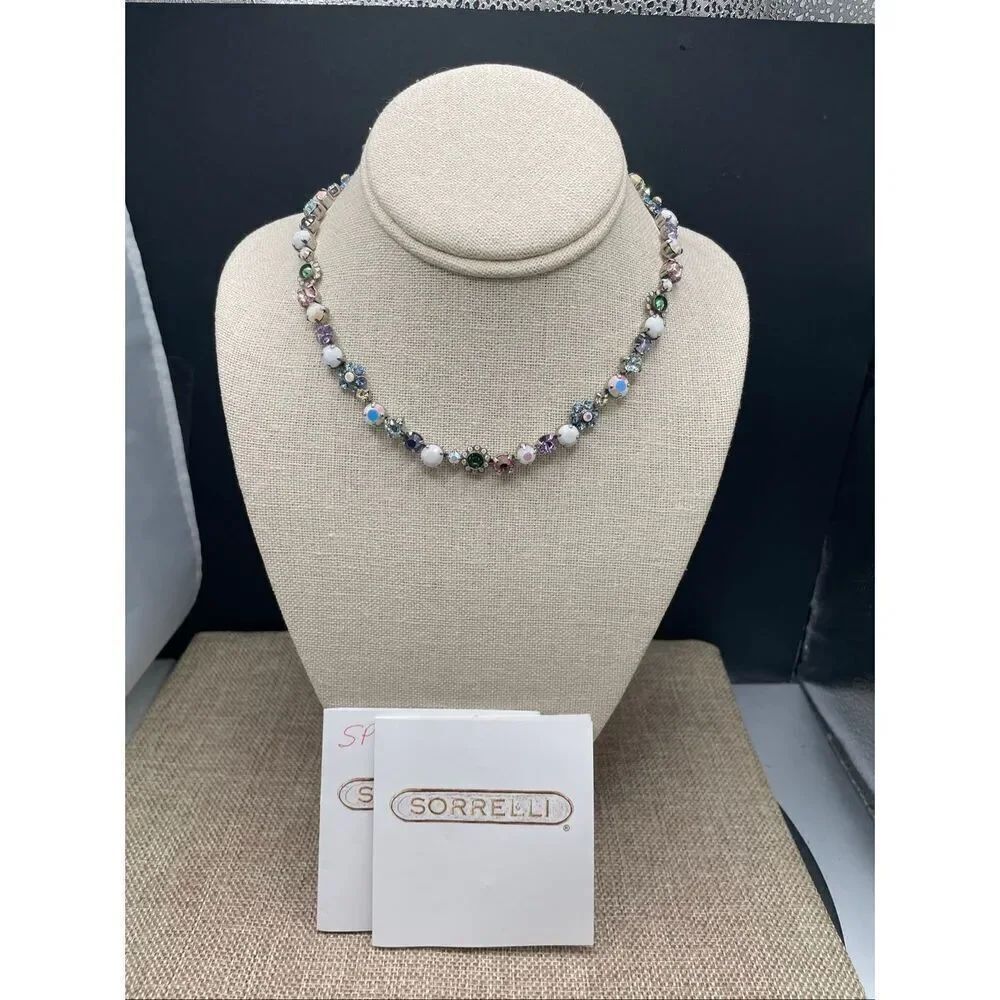Sorrelli Multicolor Crystal Spring Floral Necklace